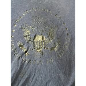 Vintage 90s Washington DC Tonal Seal T-Shirt Single Stitch Faded Navy Large USA